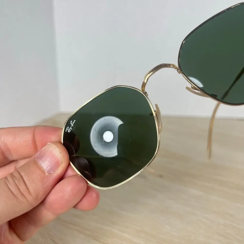 Ray-Ban RB3694 Jim 001/31 Sunglasses Green Tint Gold Metal 53-20-145 Italy